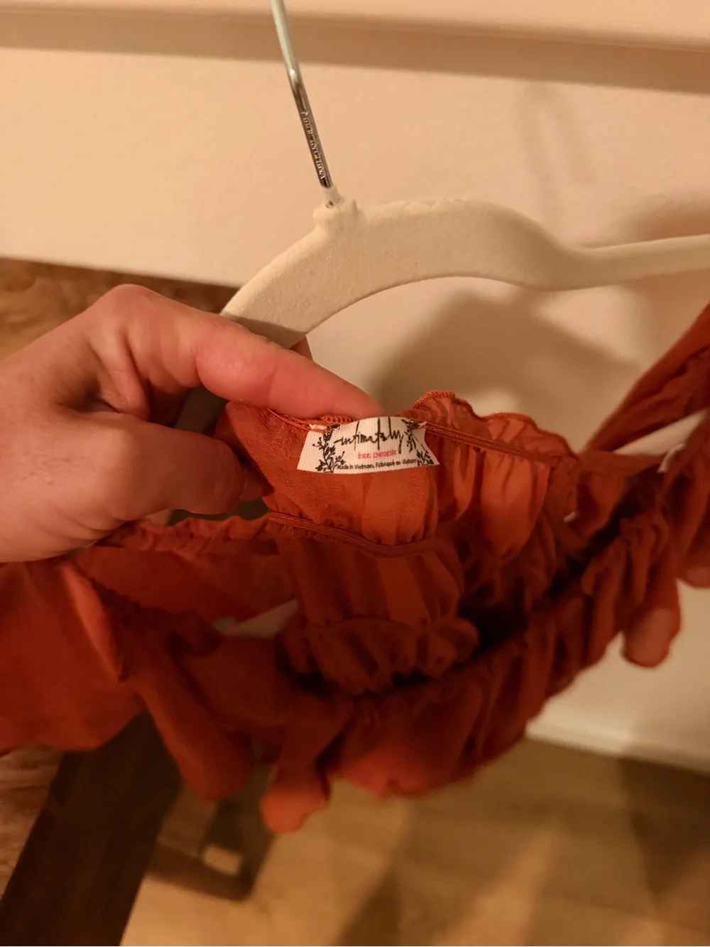 Free People Orange Ruffled Bodysuit XS Womens - never been worn